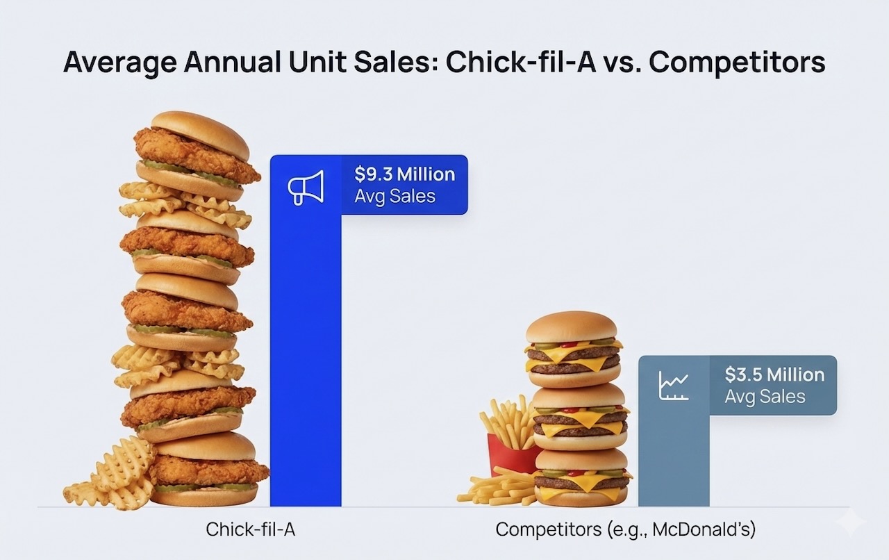 Average Annual Unit Sales Chick-fil-A vs. Competitors